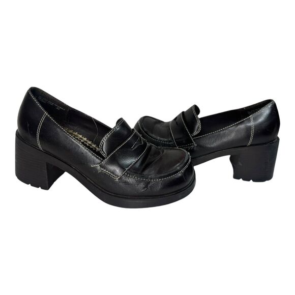 LEI Shoes - Vintage Lei Heels Brown Platform Ankle Chunky Y2K 90s Oxfords 8.5 *READ Damage*